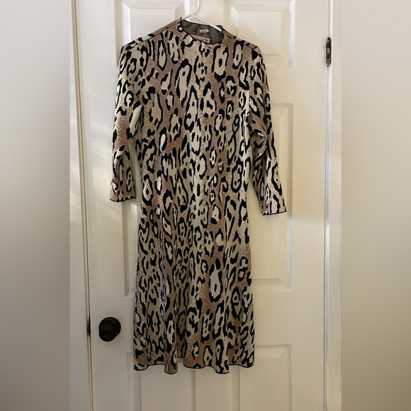 Nanette Lepore leopard print mock neck sweater dress - Picture 1 of 7